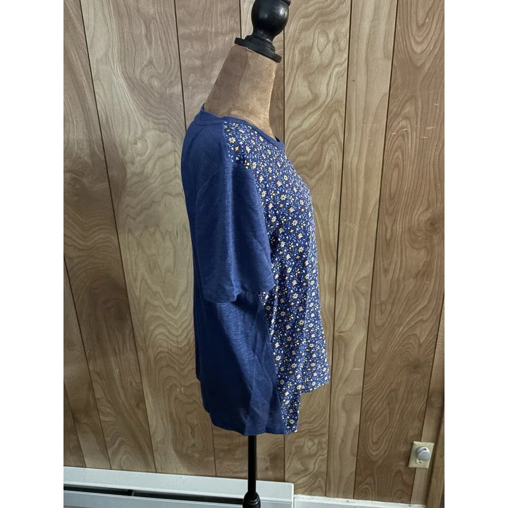 Tory Burch Women’s 100% Linen‎ Floral Short Sleeve T-shirt Size Medium M